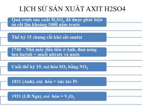 Bài giảng Lịch sử sản xuất axit h2so4
