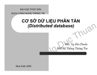 Bài giảng Cơ sở dữ liệu phân tán (distributed database)