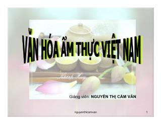 Bài giảng Văn hoá ẩm thực Việt Nam