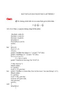Bài tập lời giải ngôn ngữ lập trình C