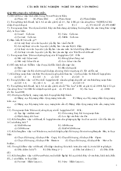 Câu hỏi trắc nghiệm – nghề tin học văn phòng