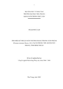 Đồ án Tìm hiểu kỹ thuật nuôi thương phẩm tôm he chân trắng (penaeus vannamei boone, 1931) tại xã Phước Thể, huyện Tuy Phong, tỉnh Bình Thuận