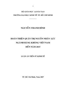 Luận văn Hoàn thiện quản trị nguồn nhân lực ngành hàng không Việt Nam đến năm 2015