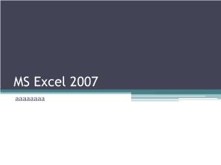 Microsoft Excel 2007