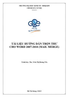 Tài liệu hướng dẫn trộn thư cho word 2007-2010 (mail merge)