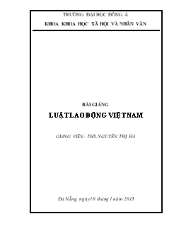 Bài giảng luật lao động Việt Nam