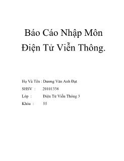 Báo cáo Nhập môn điện tử viễn thông