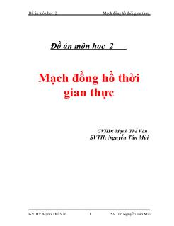 Đồ án Mạch đồng hồ thời gian thực