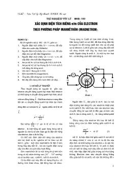 Xác định điện tích riêng e/mcủa electron theo phương pháp manhêtrôn (magnetron)